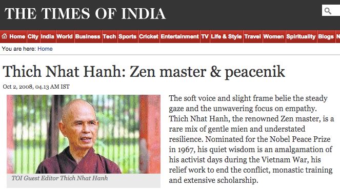 TNH zen master peacenik
