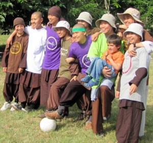 Plum Village nuns vs. children football match